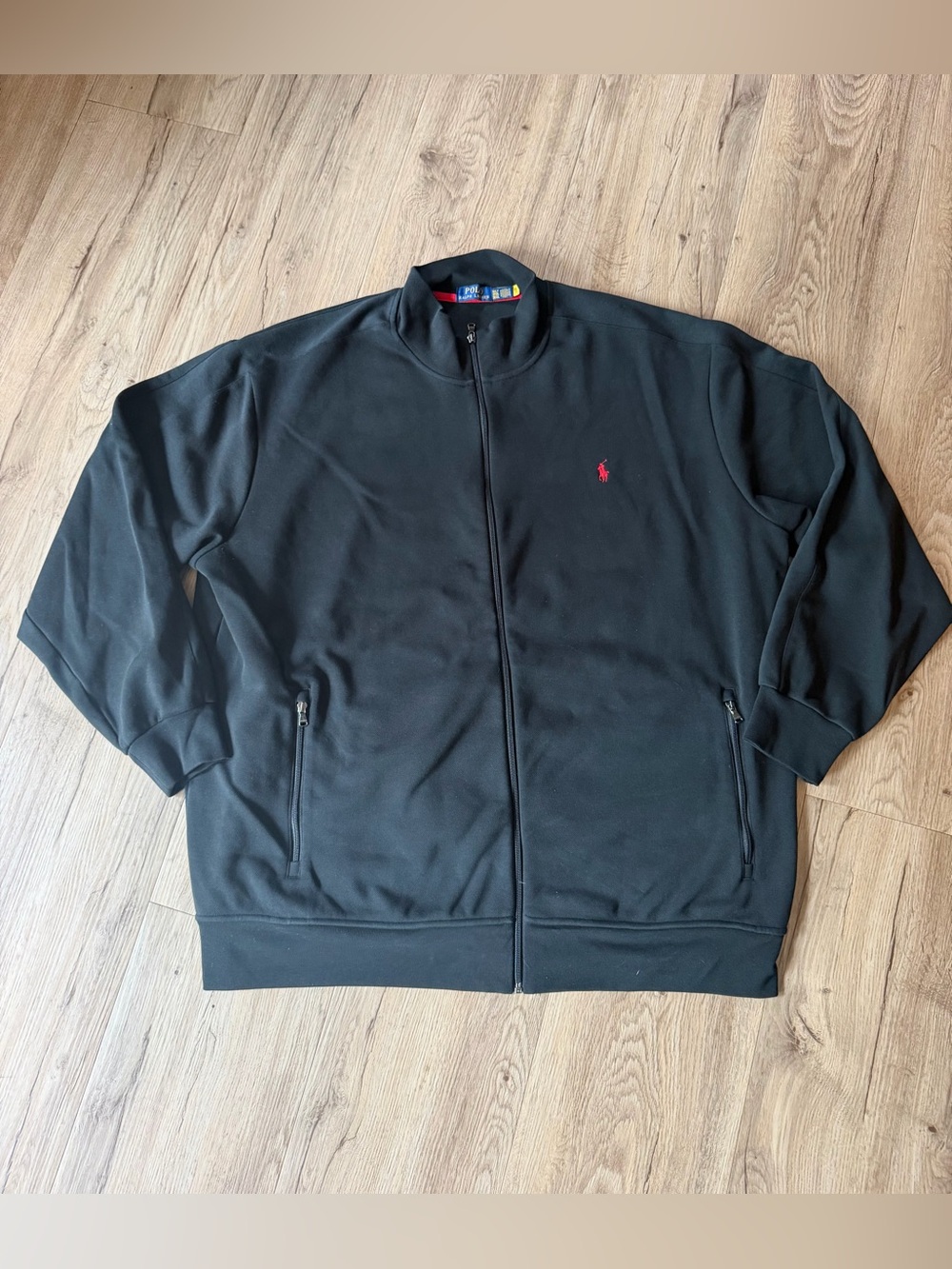 Ralph Lauren Black Full-Zip Polo Sweatshirt with Red Logo